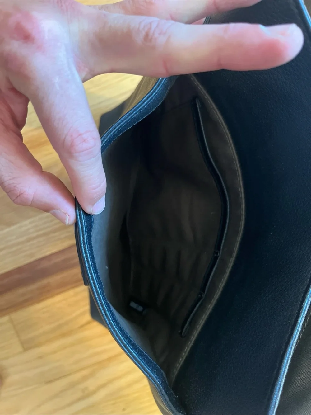 Jack Spade Pebbled Black Leather Messenger Bag Crossbody Field Bag